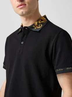 Baroque collar piqué polo shirt