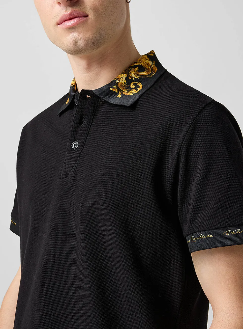 Baroque collar piqué polo shirt