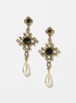 Baroque cross earrings