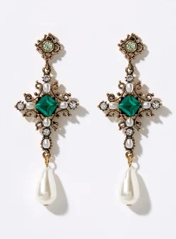 Baroque cross earrings