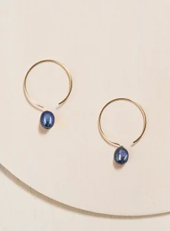 Baroque pearl laminated gold hoops