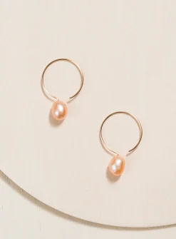 Baroque pearl laminated gold hoops