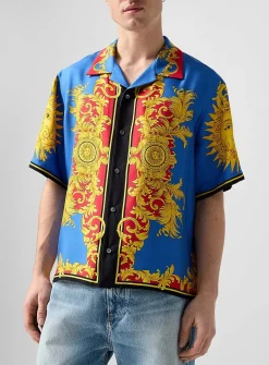 Baroque sun pure silk cabana shirt