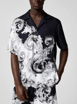 Baroque wave satiny camp shirt