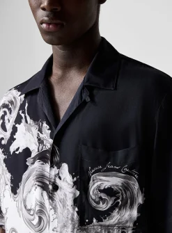 Baroque wave satiny camp shirt