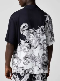 Baroque wave satiny camp shirt