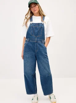 Barrel-leg overalls