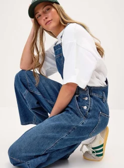 Barrel-leg overalls
