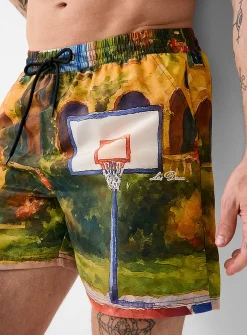 Basketball hoop swim trunk