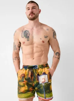 Basketball hoop swim trunk