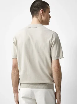Basket-weave-knit textured polo