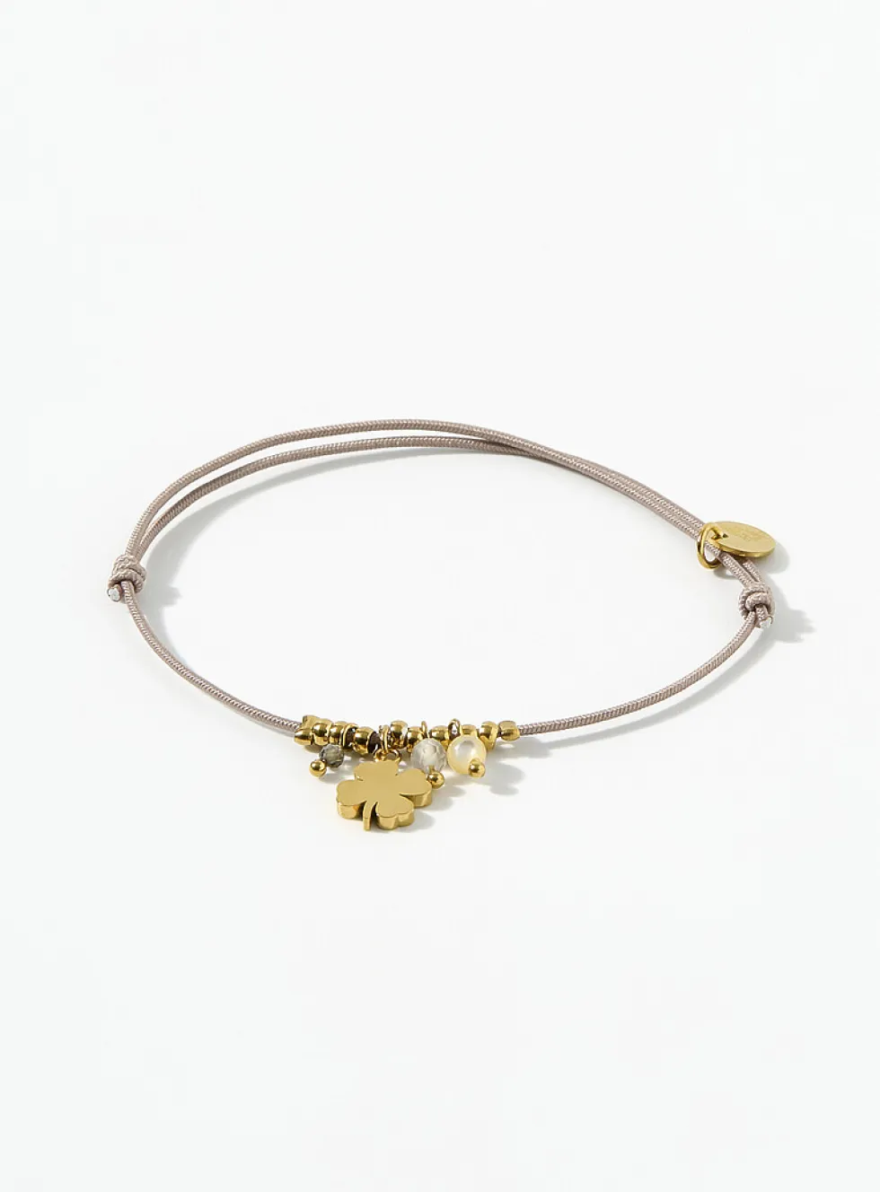Bead and clover cord bracelet