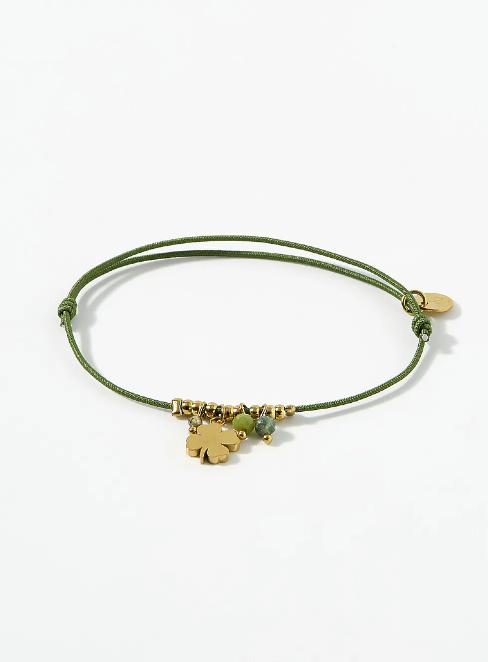 Bead and clover cord bracelet