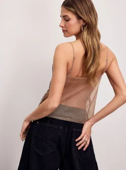Bead and sequin V-neck cami