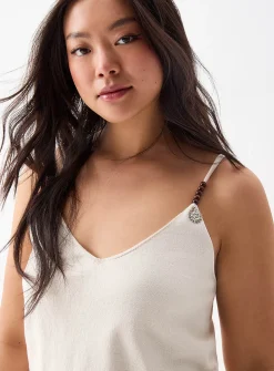 Bead-and-charm-embellished strap cami