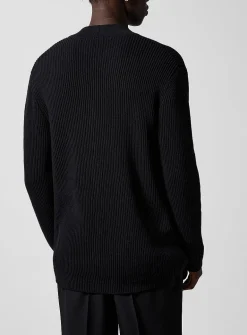 Beaded coat-of-arms ribbed cardigan