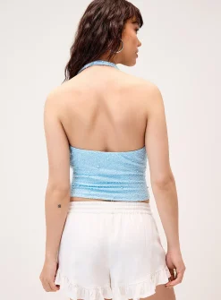 Beaded draped halter cami