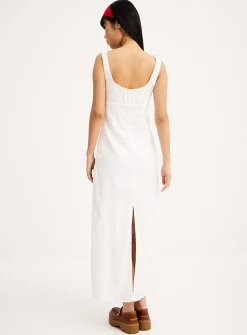Beaded drawcord broderie anglaise maxi dress