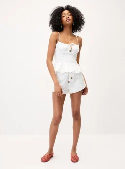 Beaded drawcord broderie anglaise short