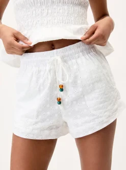 Beaded drawcord broderie anglaise short