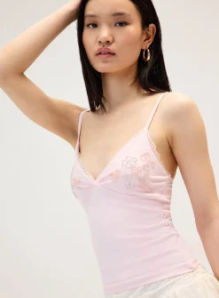 Beaded floral fitted cami