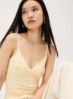 Beaded floral fitted cami