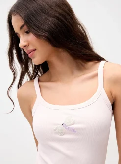 Beaded image scoop-neck cami