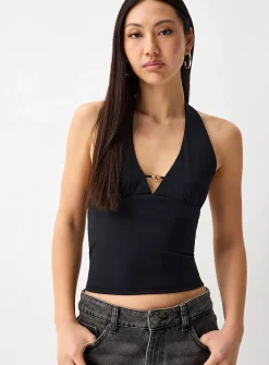 Beaded keyhole halter cami