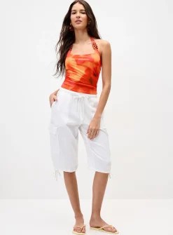 Beaded mesh halter cami