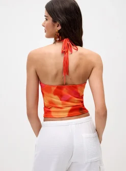 Beaded mesh halter cami