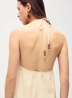 Beaded strap halter minidress