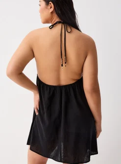 Beaded strap halter minidress