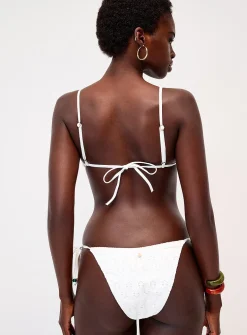 Beads and broderie anglaise triangle bikini top
