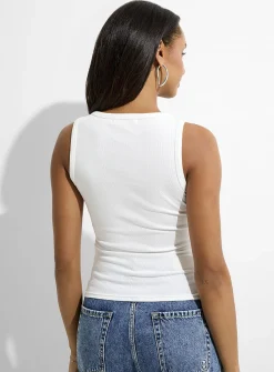 Beads and crystals fine ribbing cami