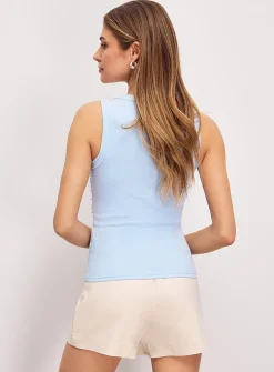 Beads and crystals fine ribbing cami