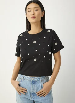 Beads and eyelets boxy-fit T-shirt