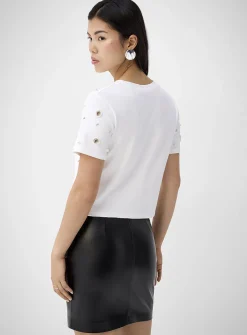 Beads and eyelets boxy-fit T-shirt