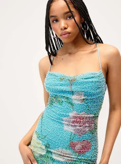 Beads and flowers minidress
