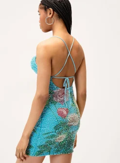 Beads and flowers minidress