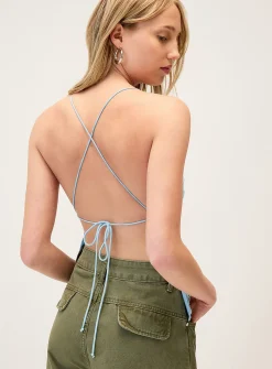 Beads and sequins open back tank