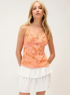 Beads and sequins open back tank