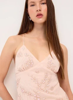 Beads and sequins open back tank
