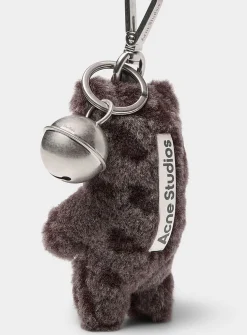 Bear and bell charm key ring
