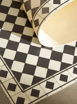 Beautiful checkers vinyl rug