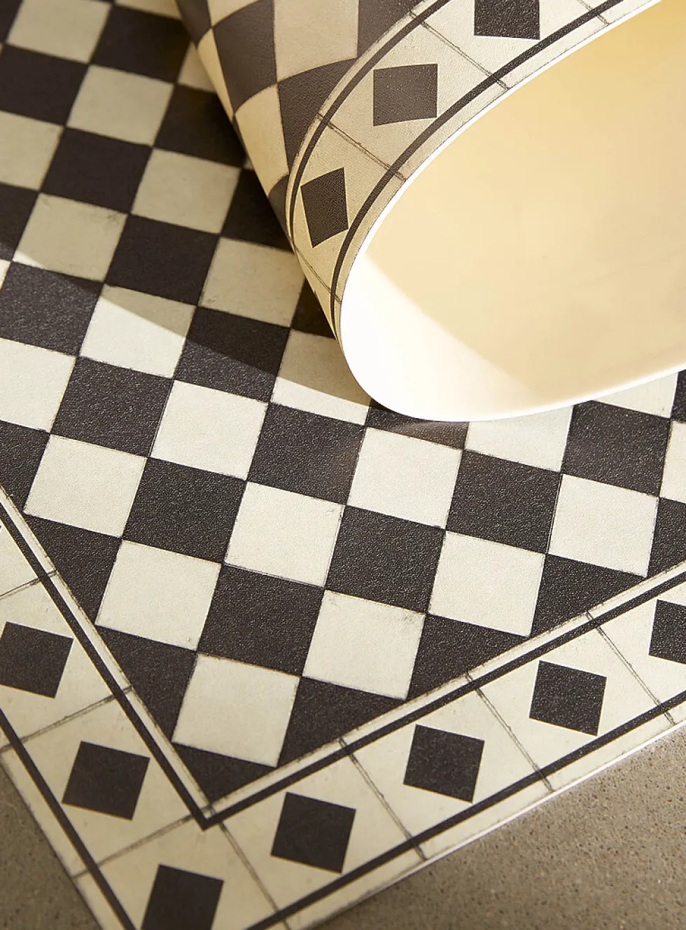 Beautiful checkers vinyl rug