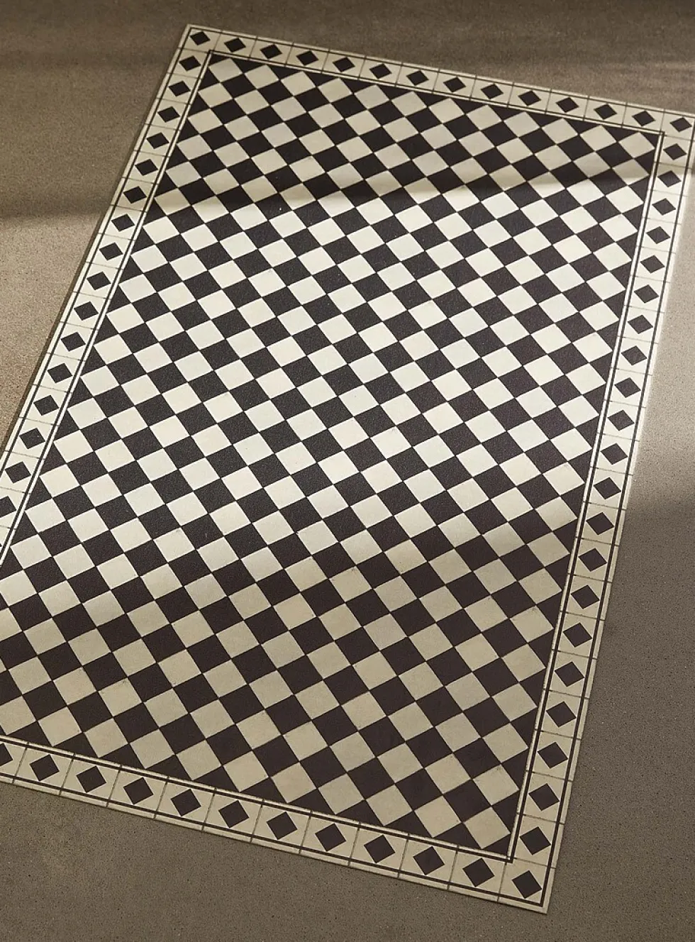 Beautiful checkers vinyl rug