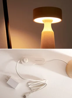 Beech wood modern table lamp
