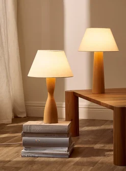 Beech wood mushroom-shaped table lamps