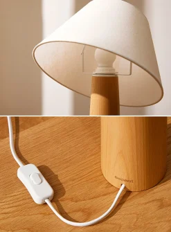 Beech wood mushroom-shaped table lamps