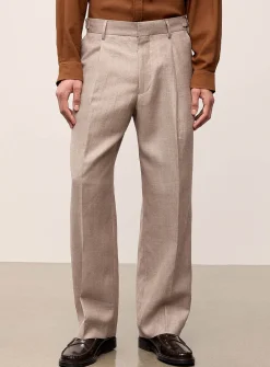 Beige responsible wool and linen pant